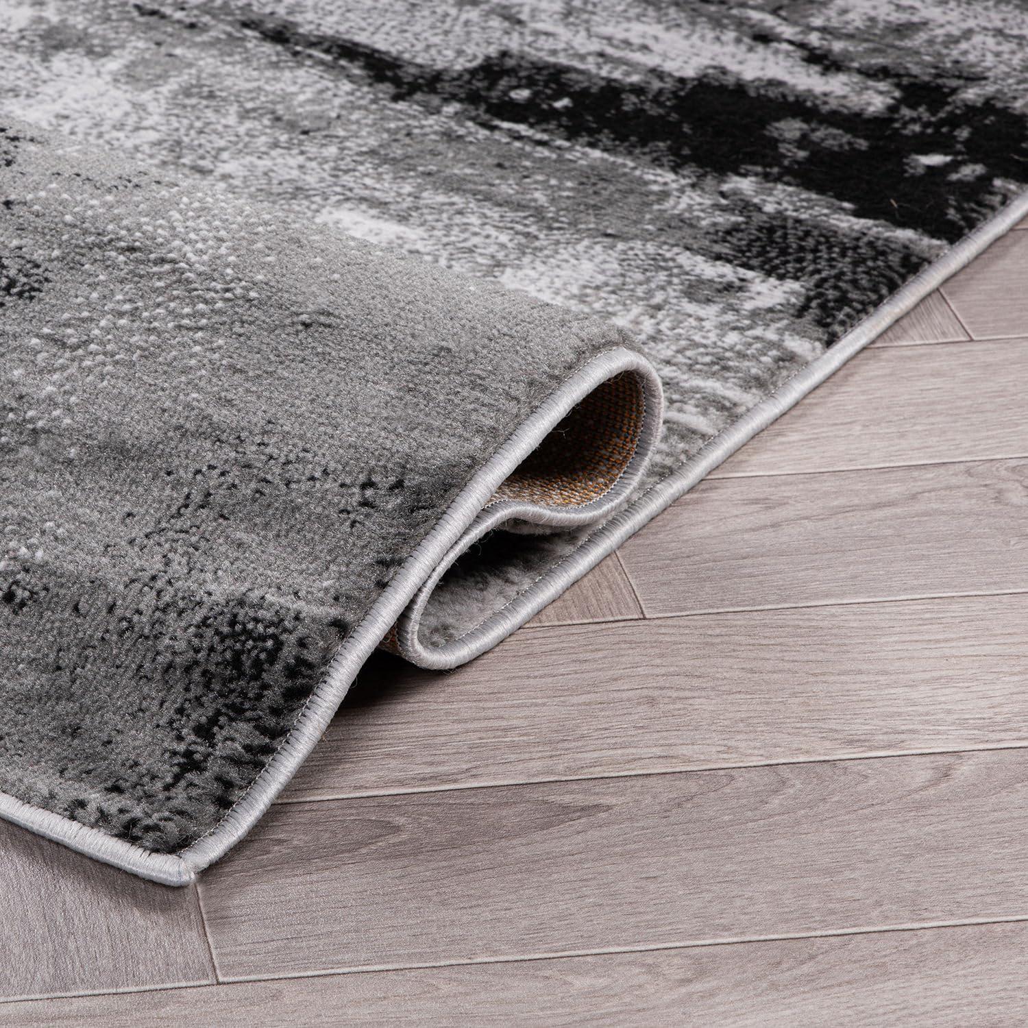 imageRugshop Basel Contemporary Abstract Art Stain Resistant Soft Area Rug 5 x 7 BlackBlack