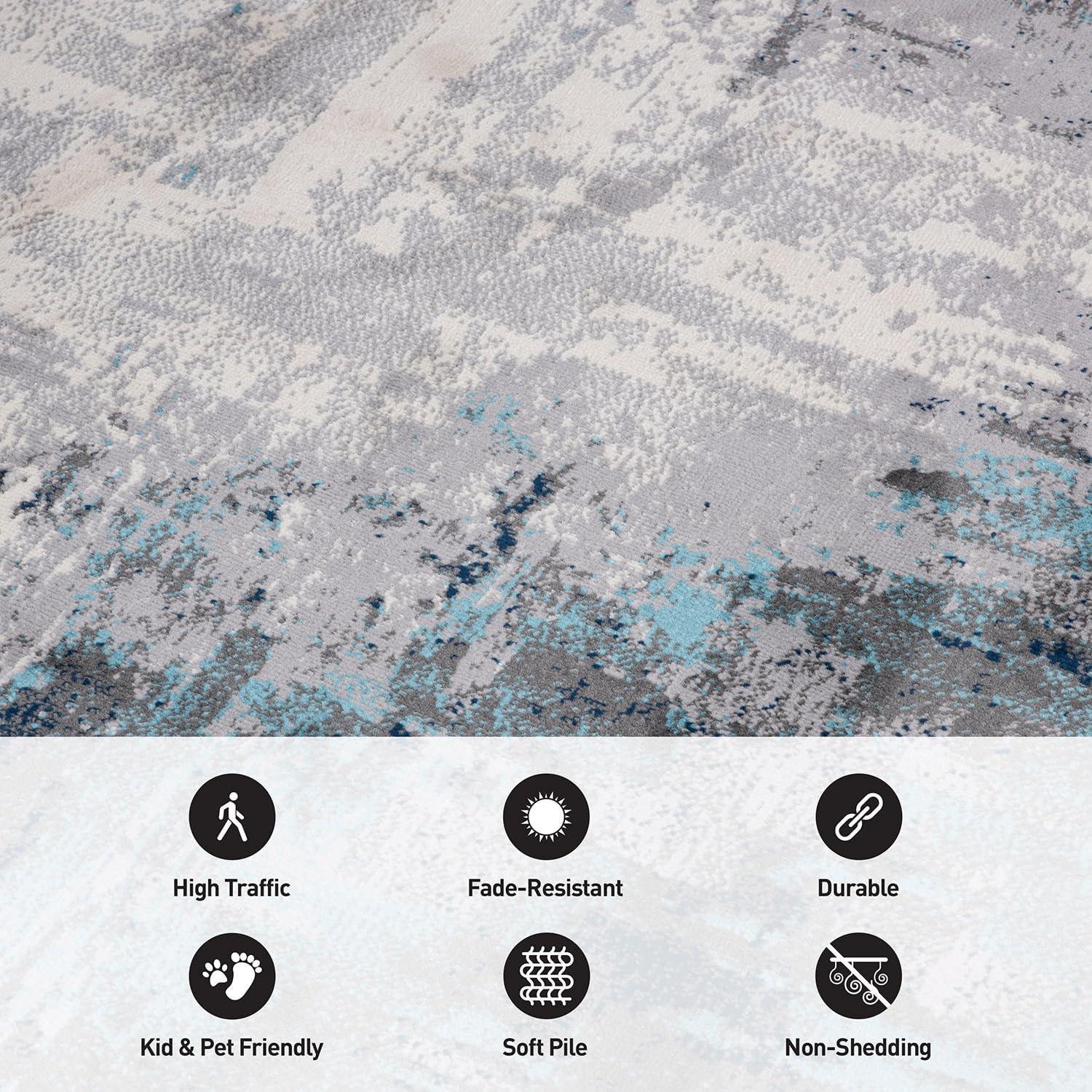 imageRugshop Basel Contemporary Abstract Art Stain Resistant Soft Area Rug 5 x 7 BlackBlue