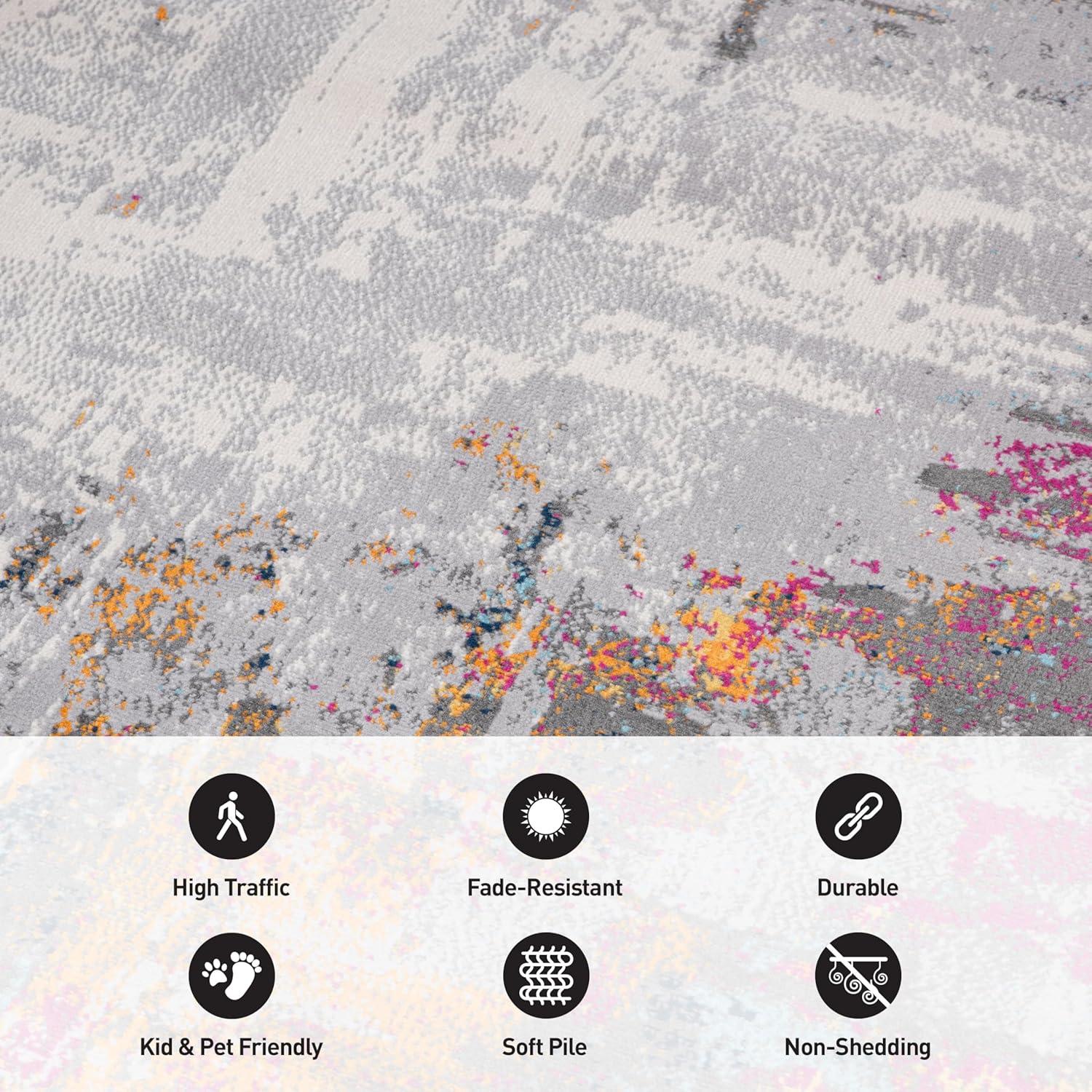 imageRugshop Basel Contemporary Abstract Art Stain Resistant Soft Area Rug 5 x 7 BlackMulti Color