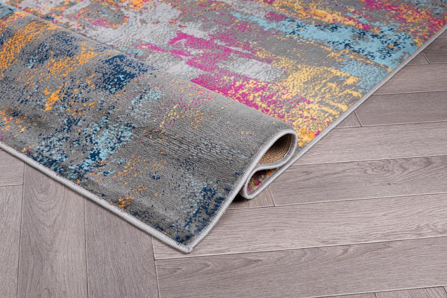 imageRugshop Basel Contemporary Abstract Art Stain Resistant Soft Area Rug 5 x 7 BlackMulti Color