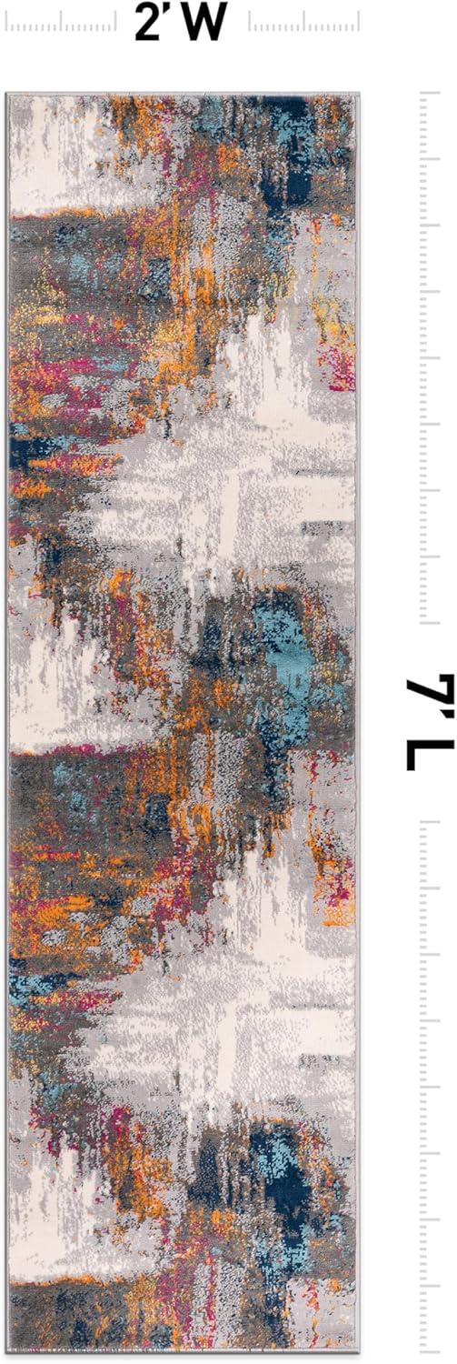 imageRugshop Basel Contemporary Abstract Art Stain Resistant Soft Area Rug 5 x 7 BlackMulti Color