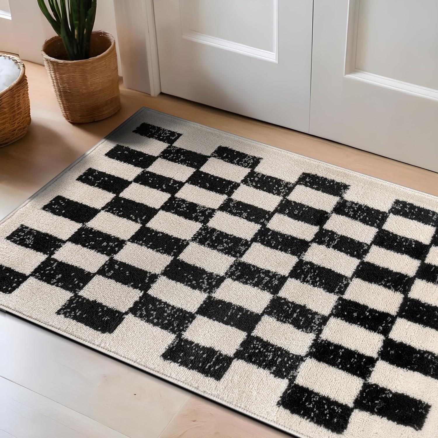 imageRugshop Black and White Checkered Area Rug  HighContrast Grid Pattern Carpet for Living Room Bedroom or Dorm  Trendy Contemporary Soft Floor Dcor 5 x 7 BlackBlack