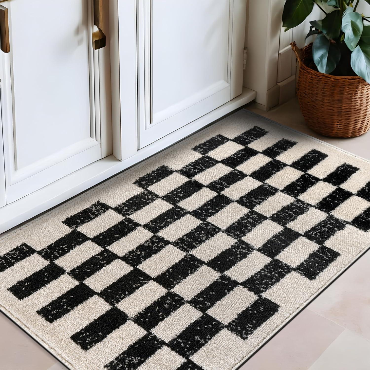 imageRugshop Black and White Checkered Area Rug  HighContrast Grid Pattern Carpet for Living Room Bedroom or Dorm  Trendy Contemporary Soft Floor Dcor 5 x 7 BlackBlack