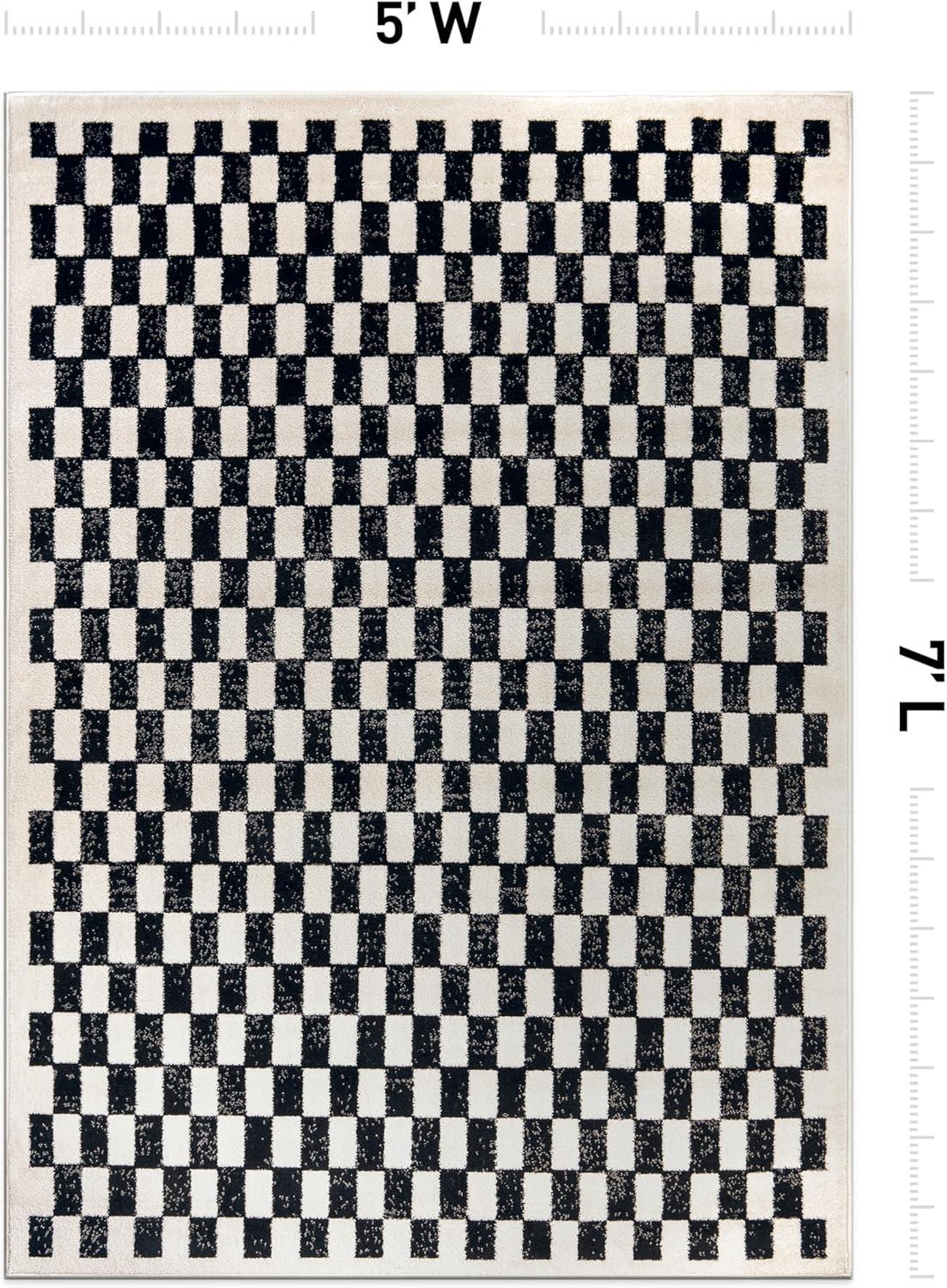 imageRugshop Black and White Checkered Area Rug  HighContrast Grid Pattern Carpet for Living Room Bedroom or Dorm  Trendy Contemporary Soft Floor Dcor 5 x 7 BlackBlack
