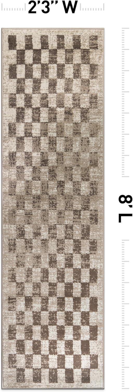 imageRugshop Black and White Checkered Area Rug  HighContrast Grid Pattern Carpet for Living Room Bedroom or Dorm  Trendy Contemporary Soft Floor Dcor 5 x 7 BlackBeige