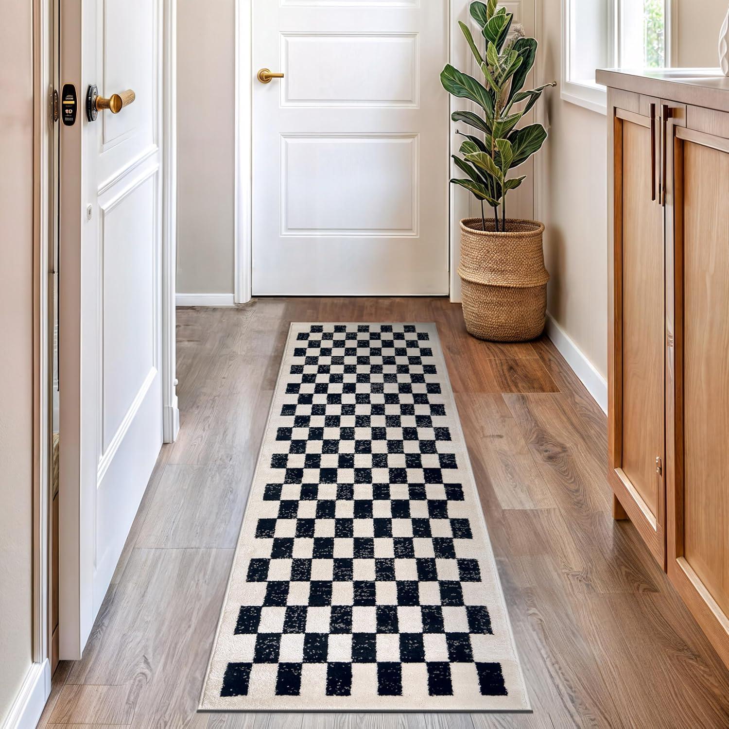 imageRugshop Black and White Checkered Area Rug  HighContrast Grid Pattern Carpet for Living Room Bedroom or Dorm  Trendy Contemporary Soft Floor Dcor 5 x 7 BlackBlack