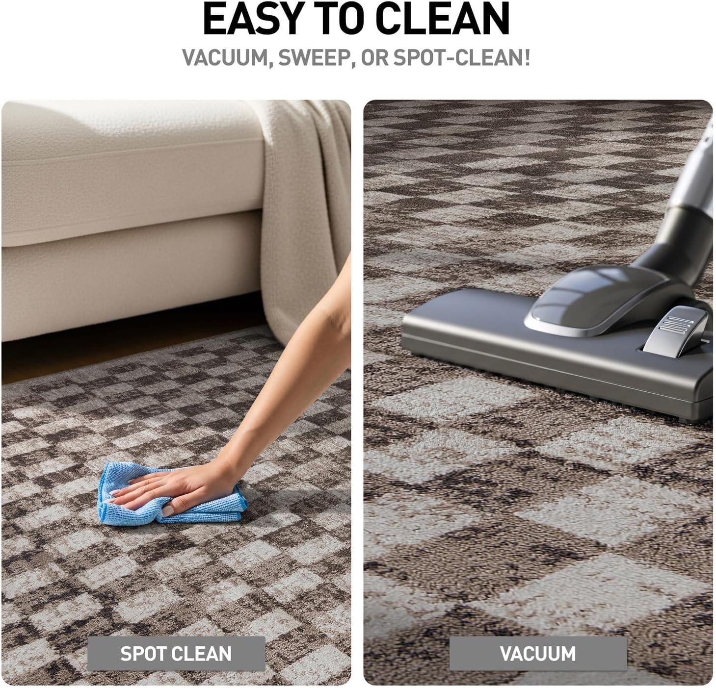 imageRugshop Black and White Checkered Area Rug  HighContrast Grid Pattern Carpet for Living Room Bedroom or Dorm  Trendy Contemporary Soft Floor Dcor 5 x 7 BlackBeige