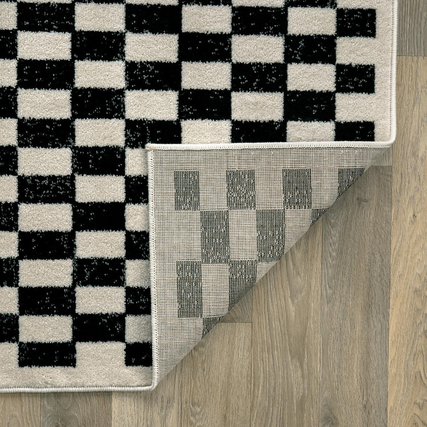 imageRugshop Black and White Checkered Area Rug  HighContrast Grid Pattern Carpet for Living Room Bedroom or Dorm  Trendy Contemporary Soft Floor Dcor 5 x 7 BlackBlack