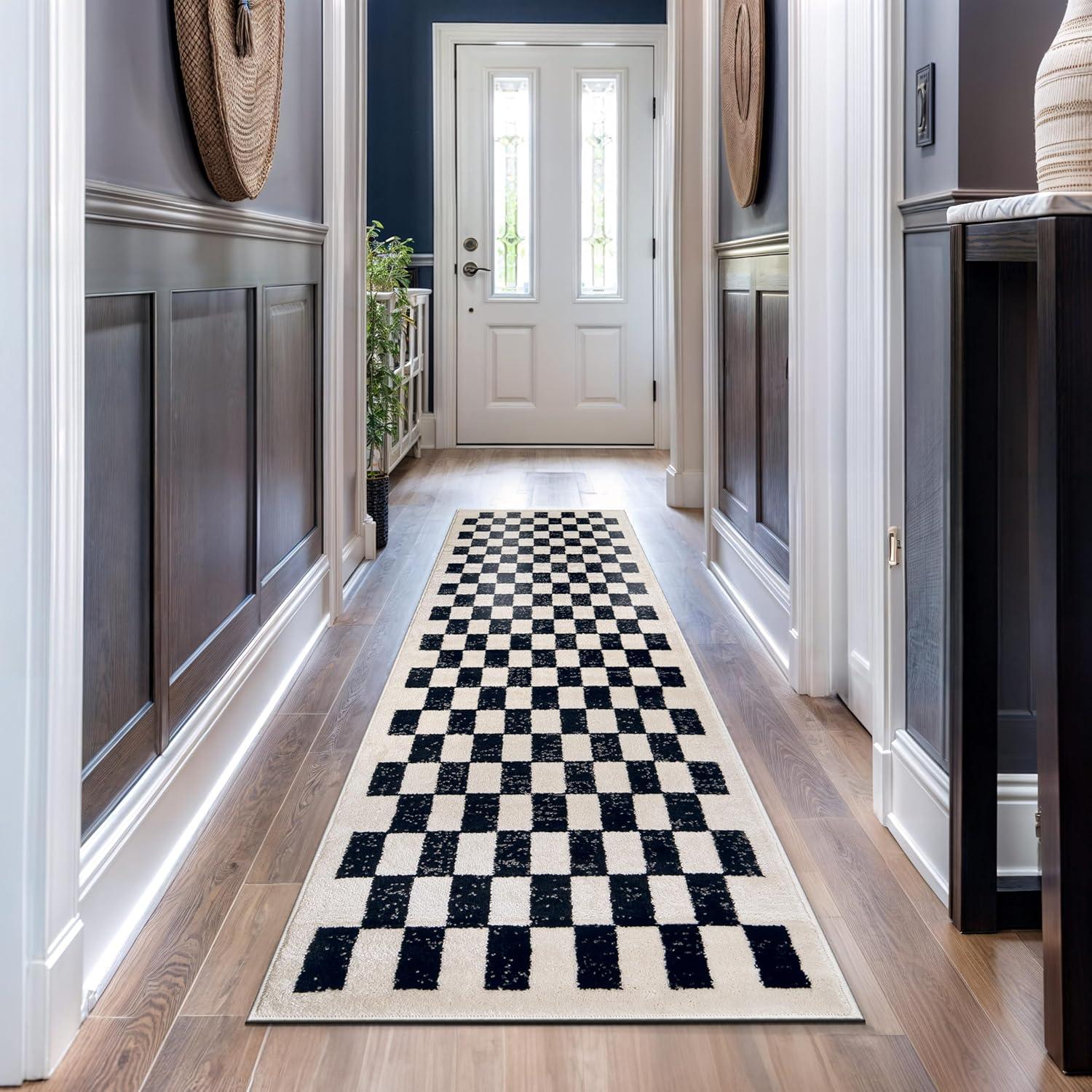 imageRugshop Black and White Checkered Area Rug  HighContrast Grid Pattern Carpet for Living Room Bedroom or Dorm  Trendy Contemporary Soft Floor Dcor 5 x 7 BlackBlack