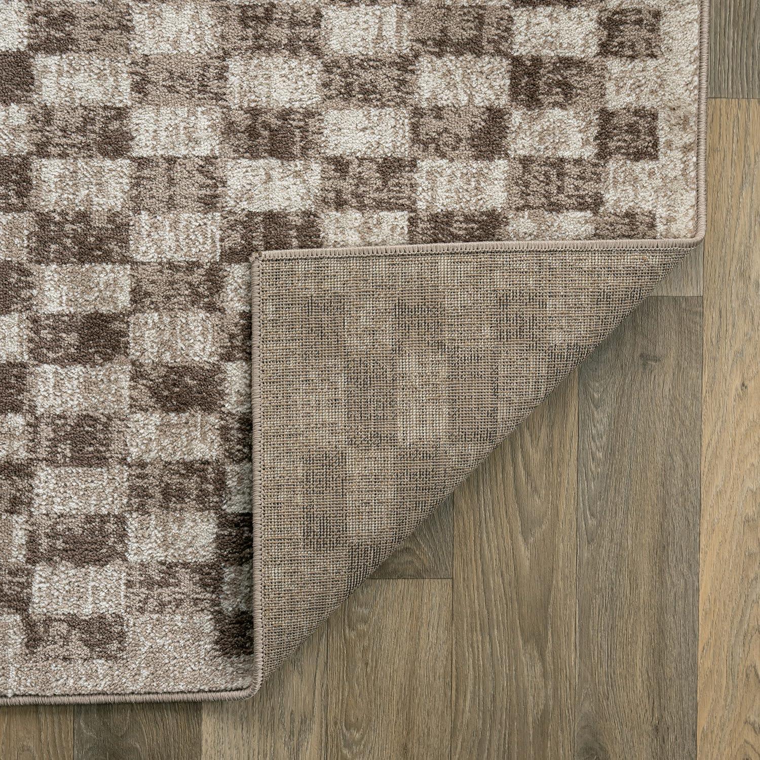 imageRugshop Black and White Checkered Area Rug  HighContrast Grid Pattern Carpet for Living Room Bedroom or Dorm  Trendy Contemporary Soft Floor Dcor 5 x 7 BlackBeige