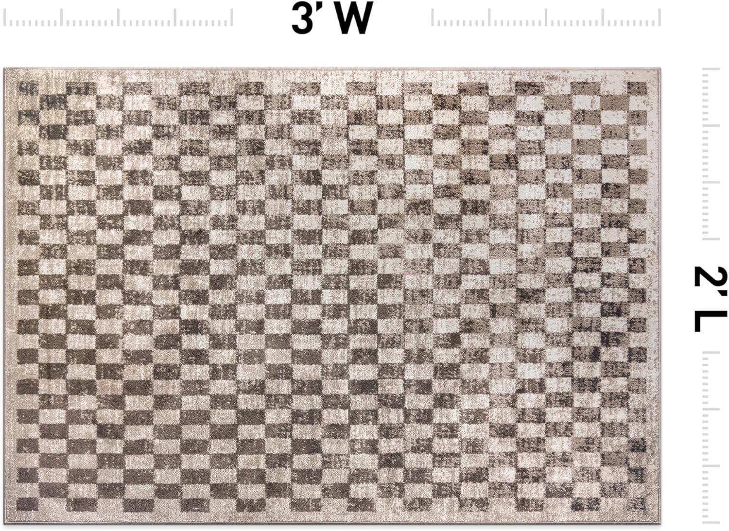 imageRugshop Black and White Checkered Area Rug  HighContrast Grid Pattern Carpet for Living Room Bedroom or Dorm  Trendy Contemporary Soft Floor Dcor 5 x 7 BlackBeige