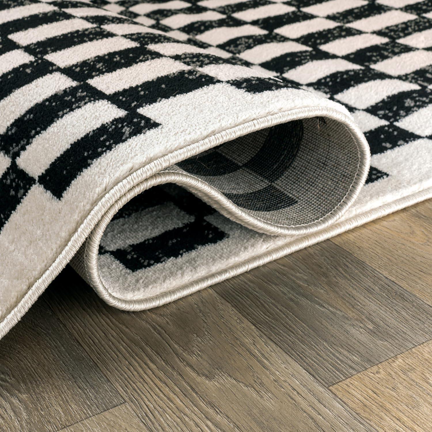 imageRugshop Black and White Checkered Area Rug  HighContrast Grid Pattern Carpet for Living Room Bedroom or Dorm  Trendy Contemporary Soft Floor Dcor 5 x 7 BlackBlack