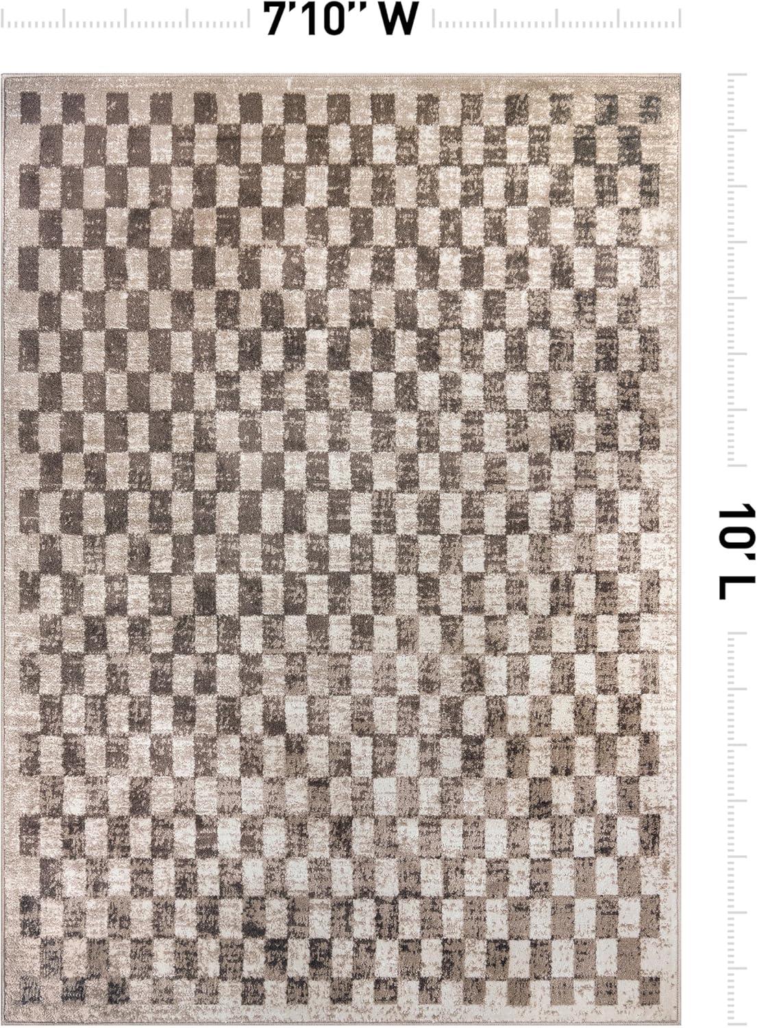 imageRugshop Black and White Checkered Area Rug  HighContrast Grid Pattern Carpet for Living Room Bedroom or Dorm  Trendy Contemporary Soft Floor Dcor 5 x 7 BlackBeige