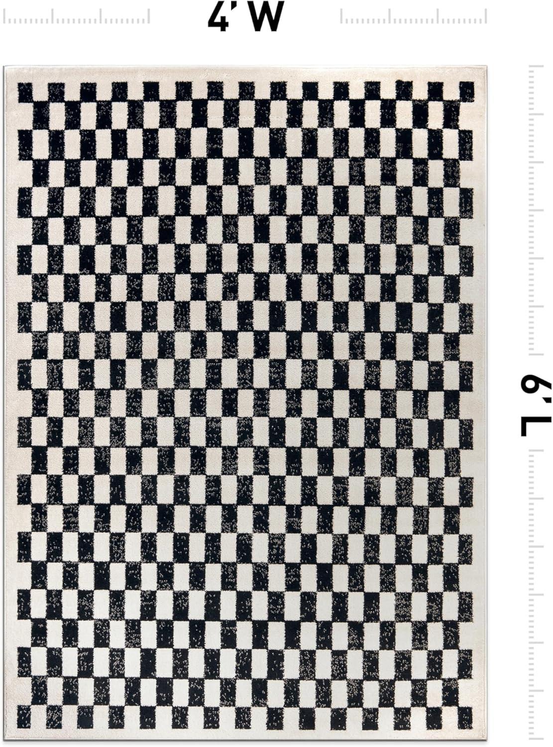 imageRugshop Black and White Checkered Area Rug  HighContrast Grid Pattern Carpet for Living Room Bedroom or Dorm  Trendy Contemporary Soft Floor Dcor 5 x 7 BlackBlack