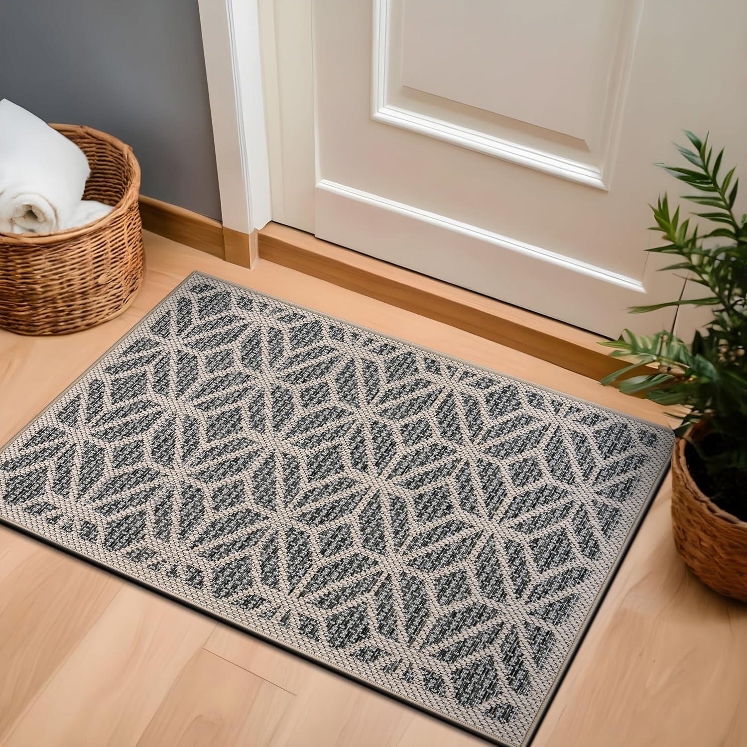 imageRugshop Blue Contemporary Geometric IndoorOutdoor Area Rug Hose Washable for Living Room Dining Room and Bedroom 5 x 7Blue