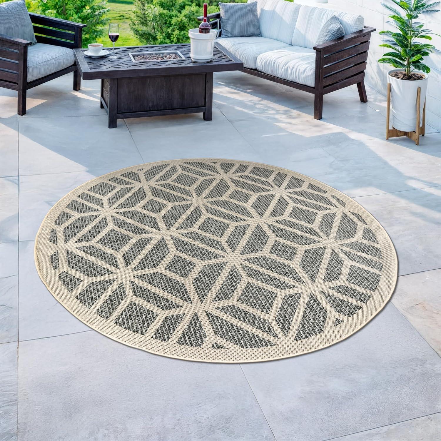 imageRugshop Blue Contemporary Geometric IndoorOutdoor Area Rug Hose Washable for Living Room Dining Room and Bedroom 5 x 7Blue