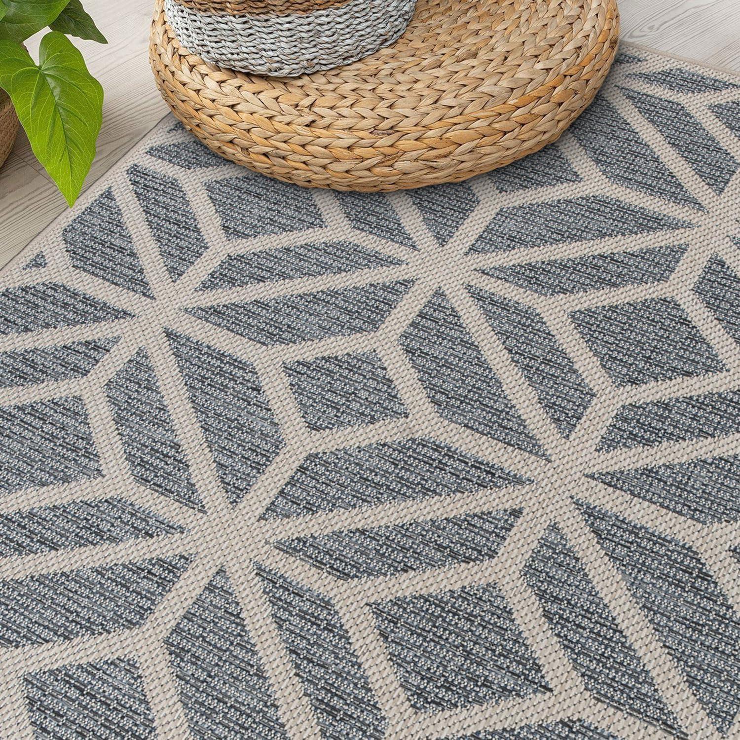 imageRugshop Blue Contemporary Geometric IndoorOutdoor Area Rug Hose Washable for Living Room Dining Room and Bedroom 5 x 7Blue