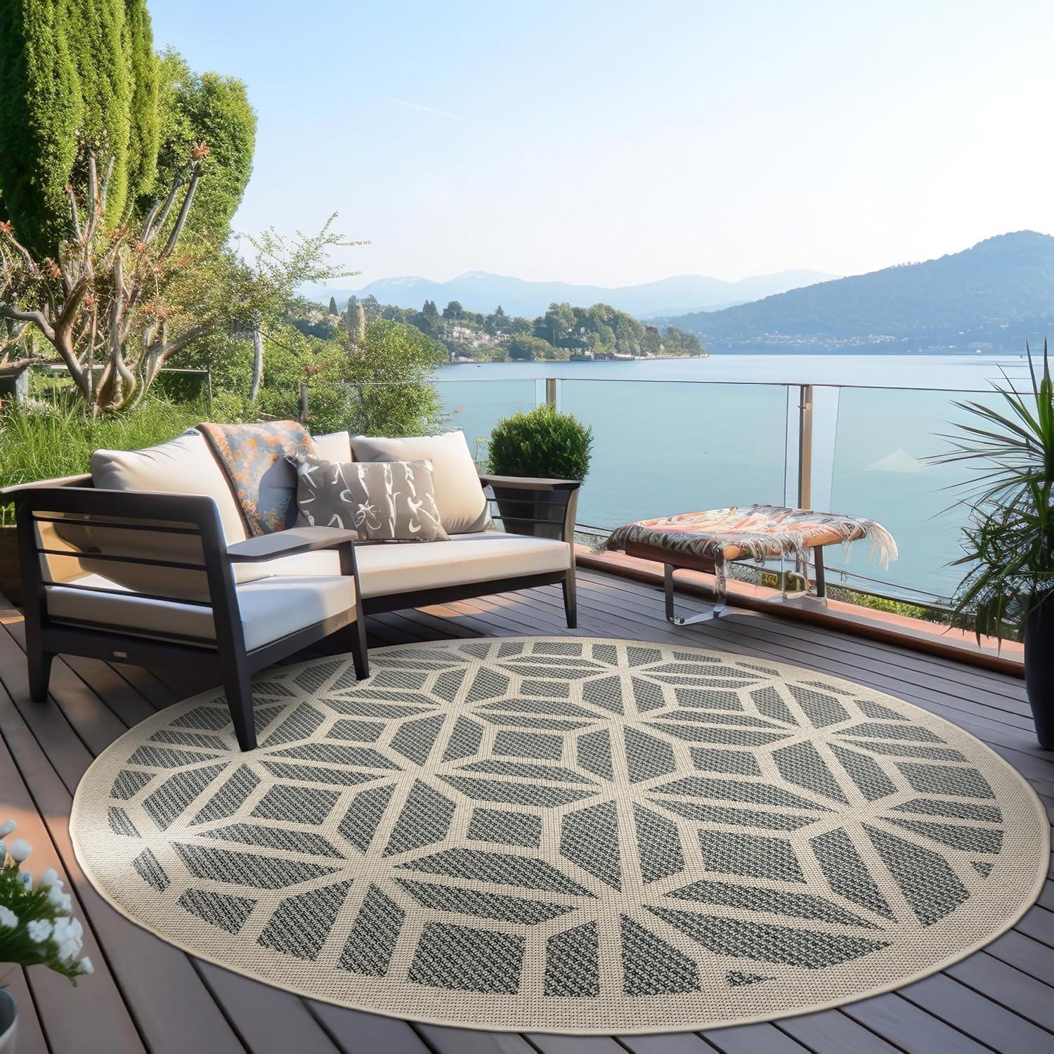 imageRugshop Blue Contemporary Geometric IndoorOutdoor Area Rug Hose Washable for Living Room Dining Room and Bedroom 5 x 7Blue