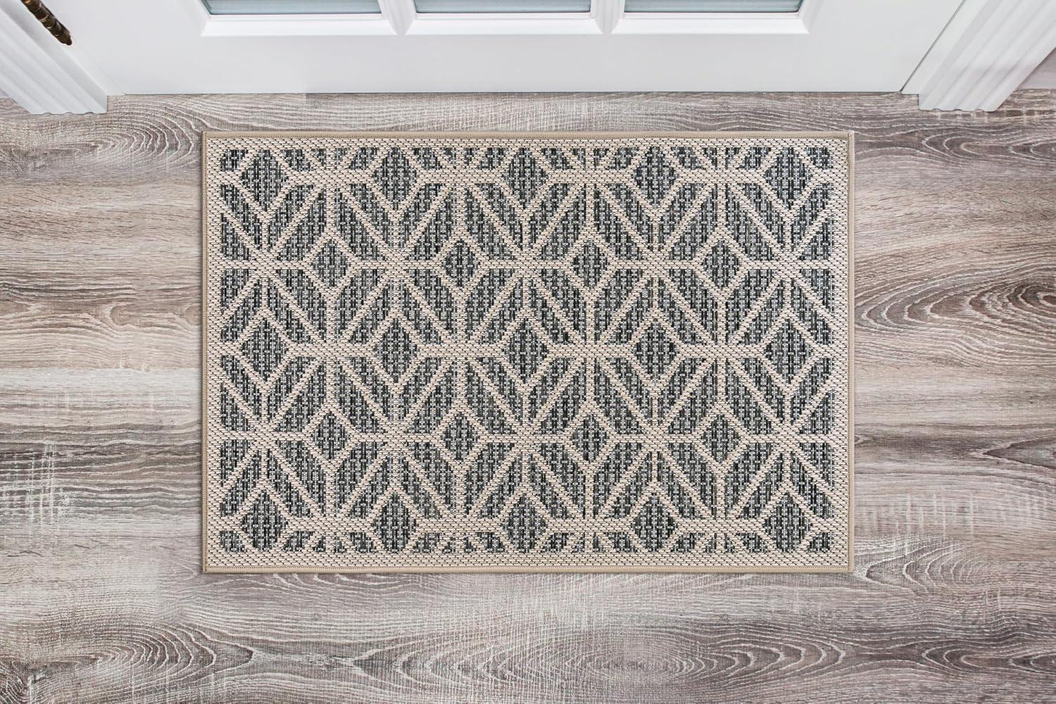 imageRugshop Blue Contemporary Geometric IndoorOutdoor Area Rug Hose Washable for Living Room Dining Room and Bedroom 5 x 7Blue