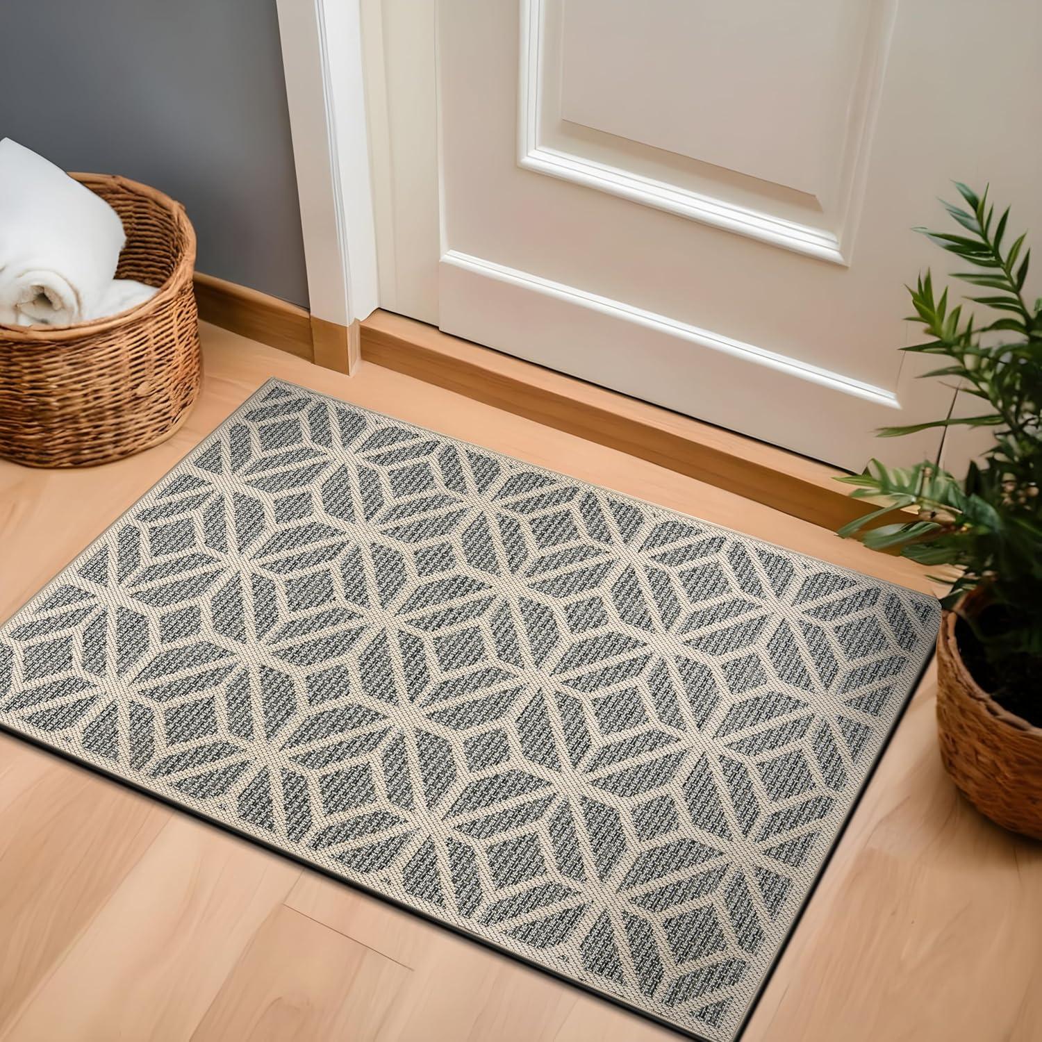 imageRugshop Blue Contemporary Geometric IndoorOutdoor Area Rug Hose Washable for Living Room Dining Room and Bedroom 5 x 7Blue