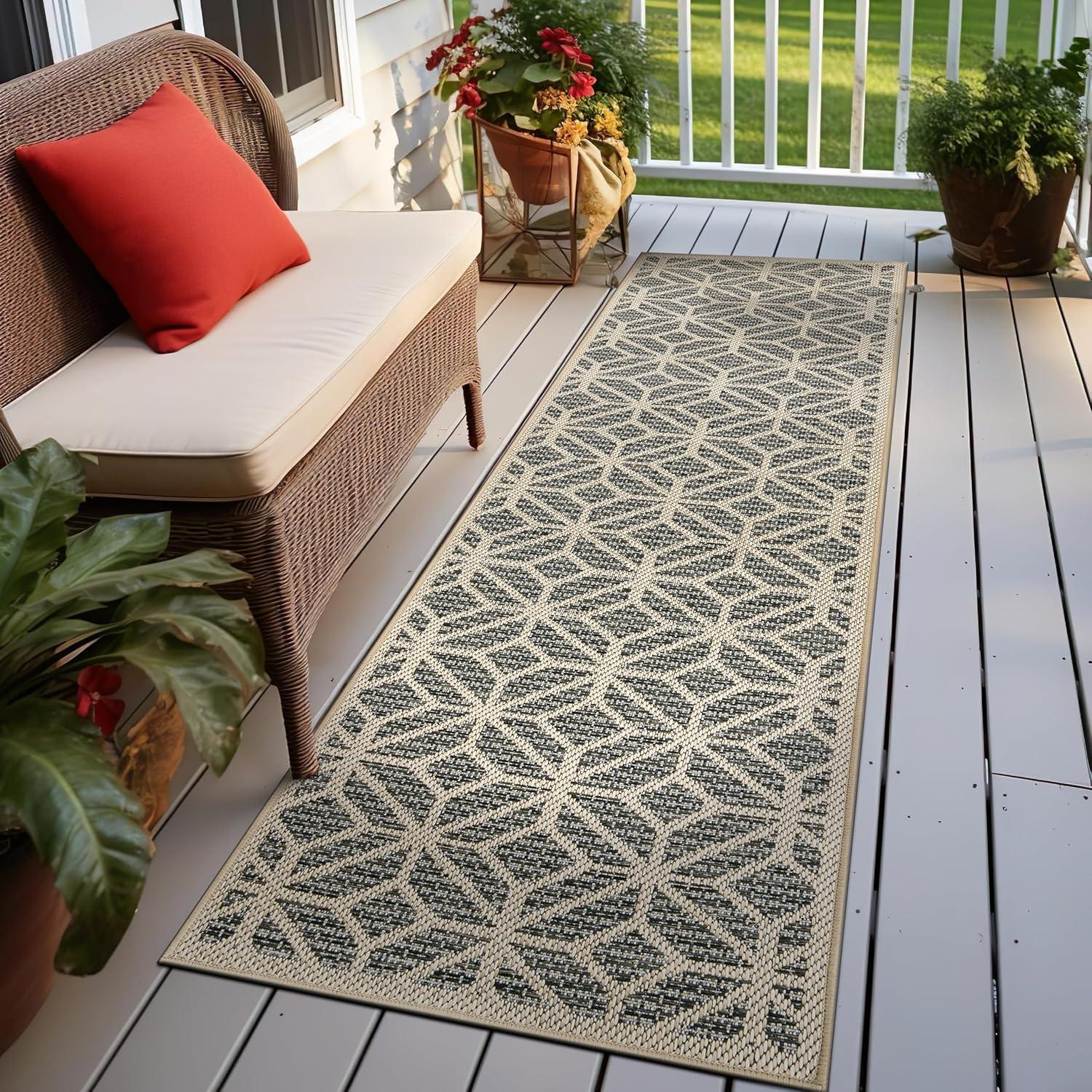 imageRugshop Blue Contemporary Geometric IndoorOutdoor Area Rug Hose Washable for Living Room Dining Room and Bedroom 5 x 7Blue