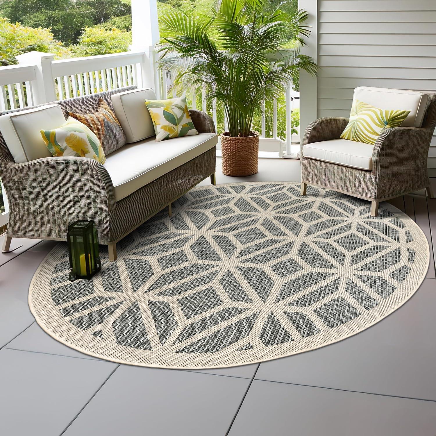 imageRugshop Blue Contemporary Geometric IndoorOutdoor Area Rug Hose Washable for Living Room Dining Room and Bedroom 5 x 7Blue