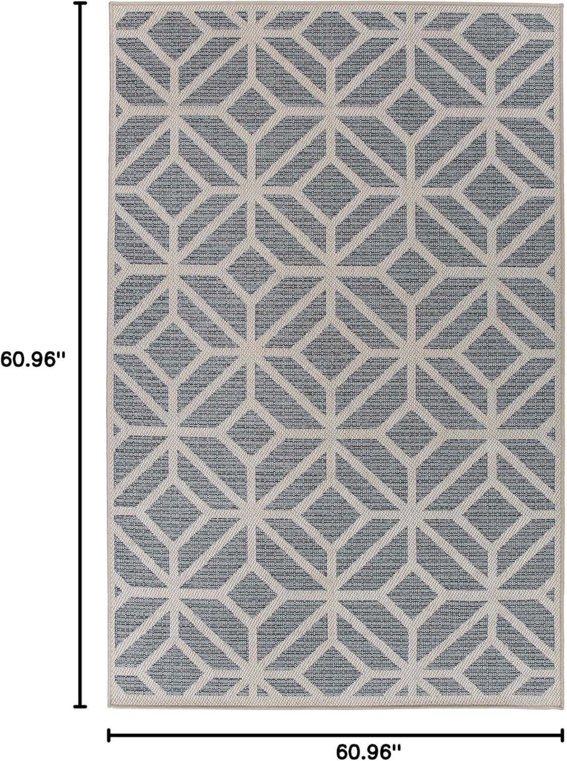 imageRugshop Blue Contemporary Geometric IndoorOutdoor Area Rug Hose Washable for Living Room Dining Room and Bedroom 5 x 7Blue