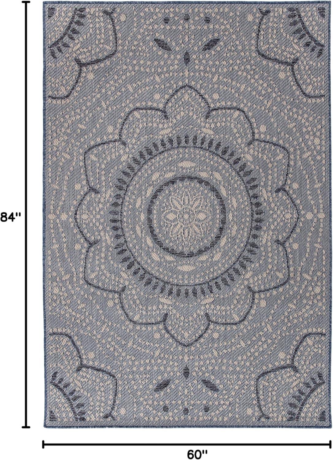 imageRugshop Blue Medallion IndoorOutdoor Area Rug Fade Resistant for Living Room Dining Room and Bedroom 5 x 7Blue