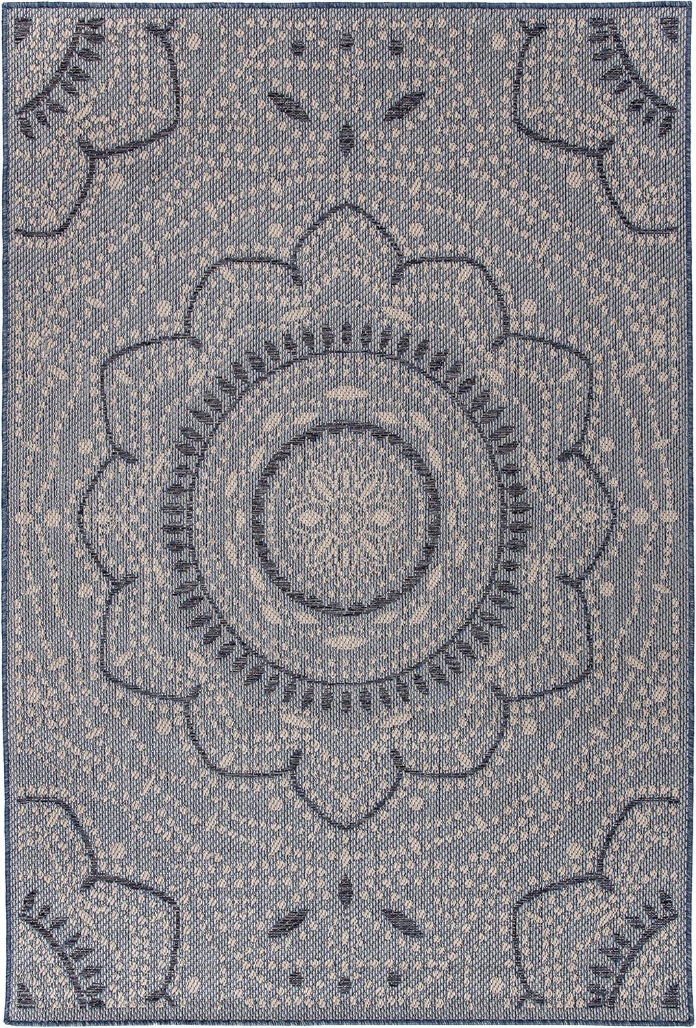 imageRugshop Blue Medallion IndoorOutdoor Area Rug Fade Resistant for Living Room Dining Room and Bedroom 5 x 7Blue