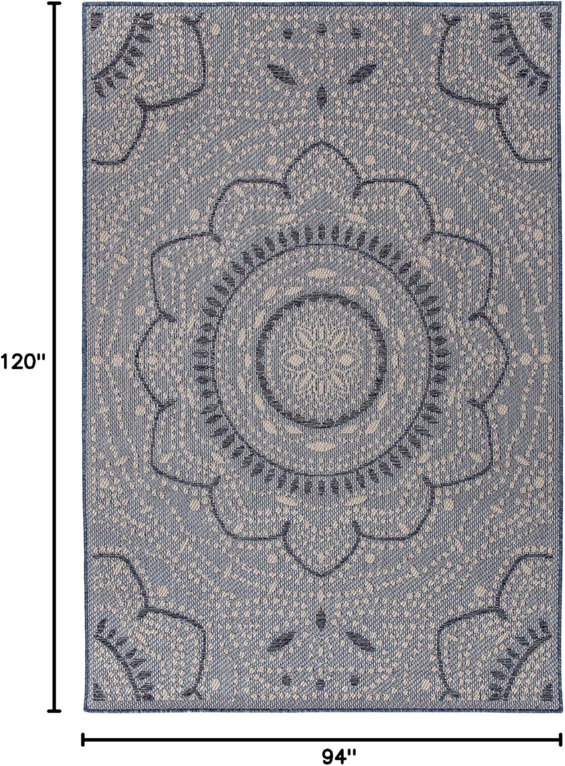 imageRugshop Blue Medallion IndoorOutdoor Area Rug Fade Resistant for Living Room Dining Room and Bedroom 5 x 7Blue