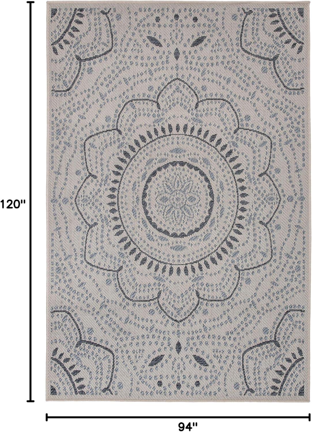 imageRugshop Blue Medallion IndoorOutdoor Area Rug Fade Resistant for Living Room Dining Room and Bedroom 5 x 7Cream