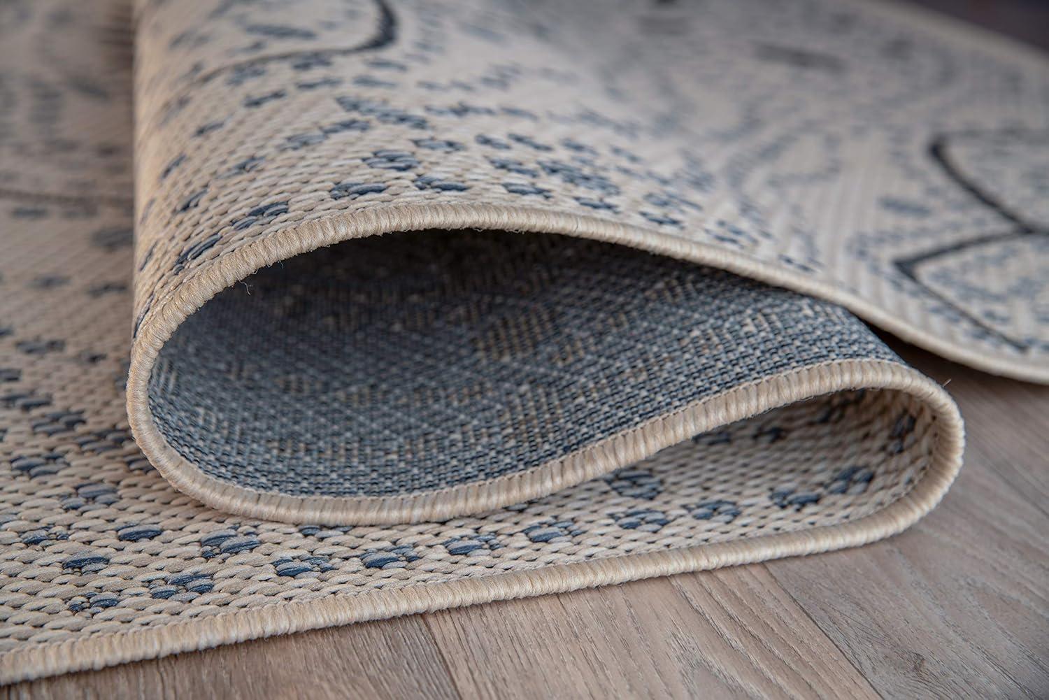 imageRugshop Blue Medallion IndoorOutdoor Area Rug Fade Resistant for Living Room Dining Room and Bedroom 5 x 7Cream