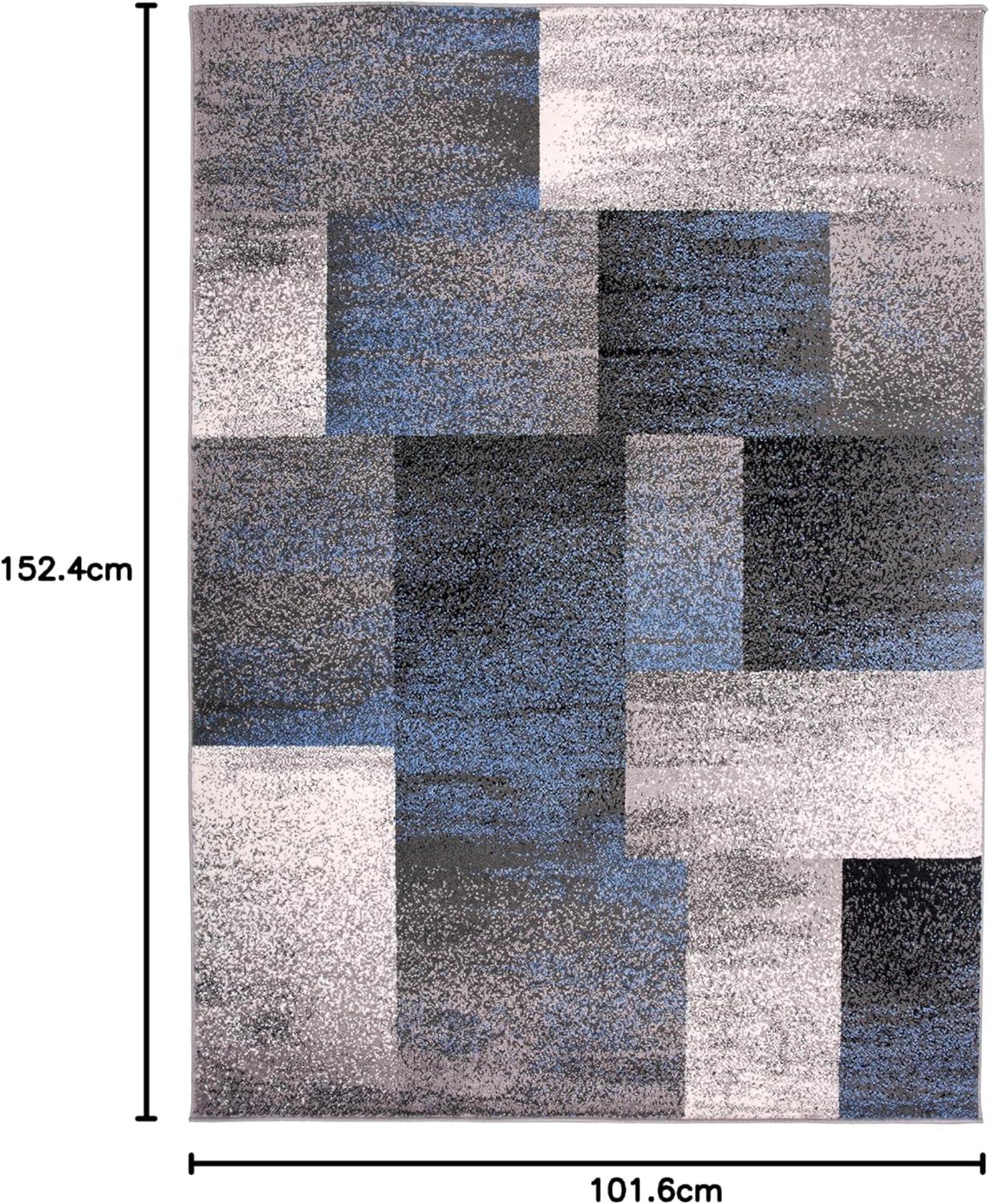 imageRugshop Blue Modern Distressed Boxes Area Rug NonShedding for Living Room Bedroom and Dining Room 5 x 7Blue