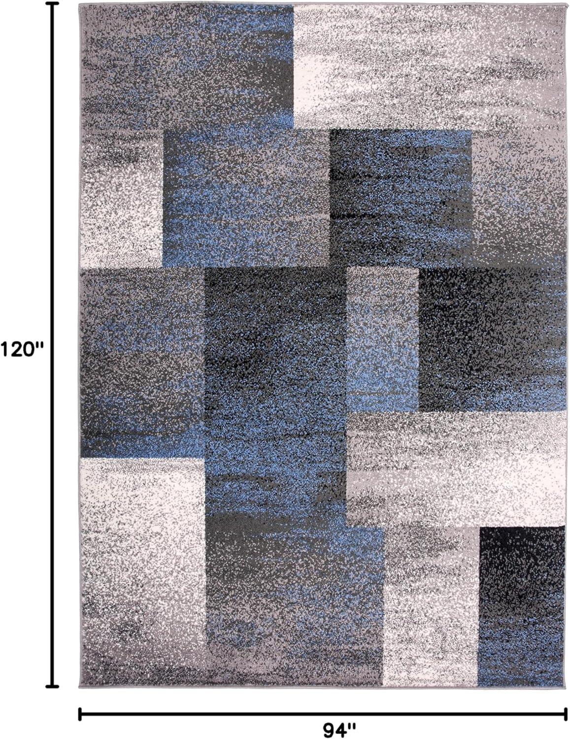 imageRugshop Blue Modern Distressed Boxes Area Rug NonShedding for Living Room Bedroom and Dining Room 5 x 7Blue