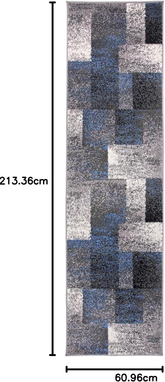 imageRugshop Blue Modern Distressed Boxes Area Rug NonShedding for Living Room Bedroom and Dining Room 5 x 7Blue