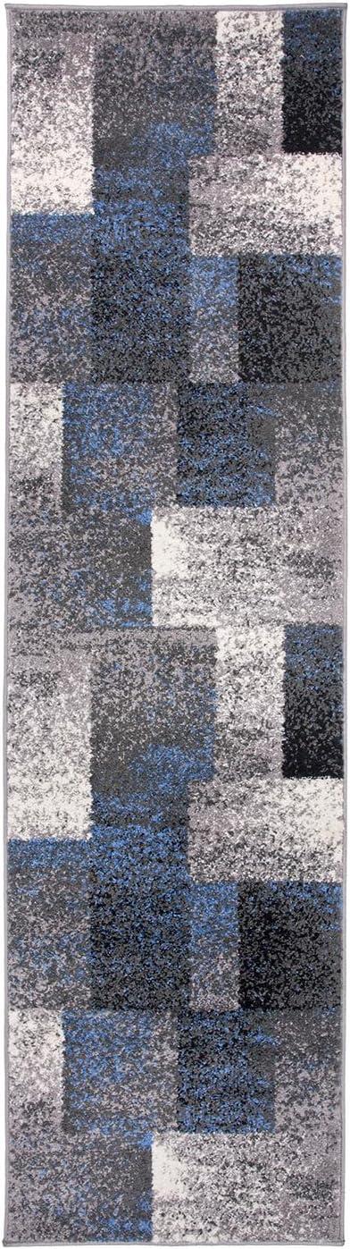 imageRugshop Blue Modern Distressed Boxes Area Rug NonShedding for Living Room Bedroom and Dining Room 5 x 7Blue