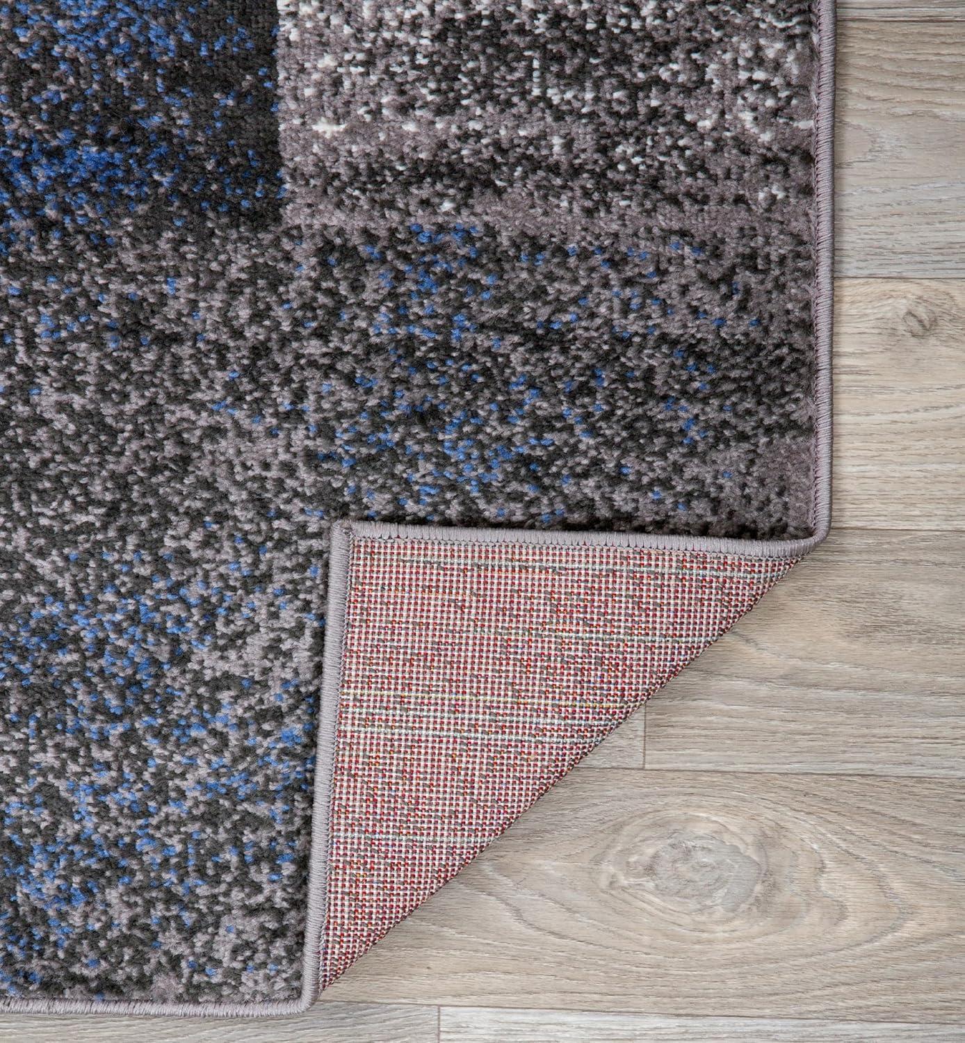 imageRugshop Blue Modern Distressed Boxes Area Rug NonShedding for Living Room Bedroom and Dining Room 5 x 7Blue