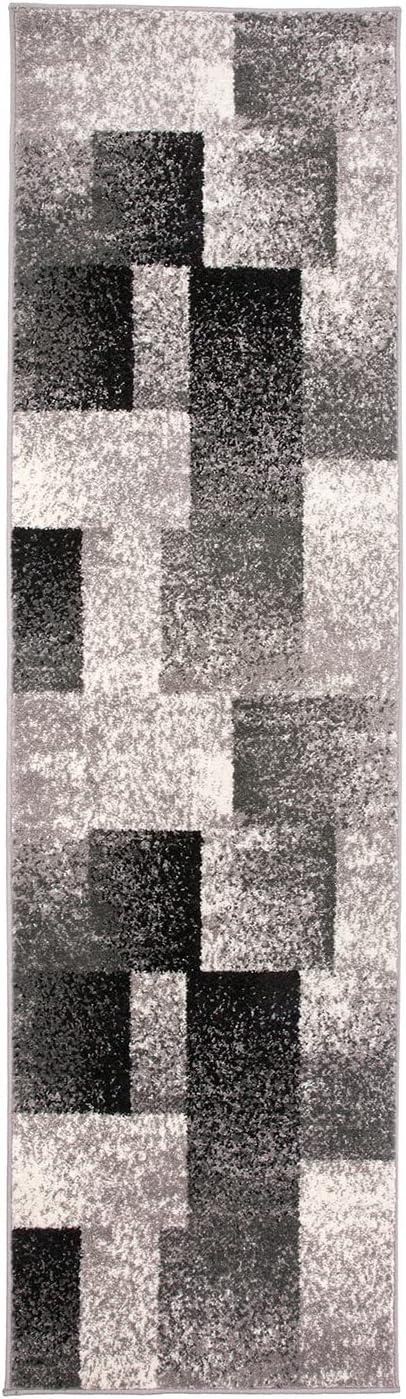 imageRugshop Blue Modern Distressed Boxes Area Rug NonShedding for Living Room Bedroom and Dining Room 5 x 7Grey