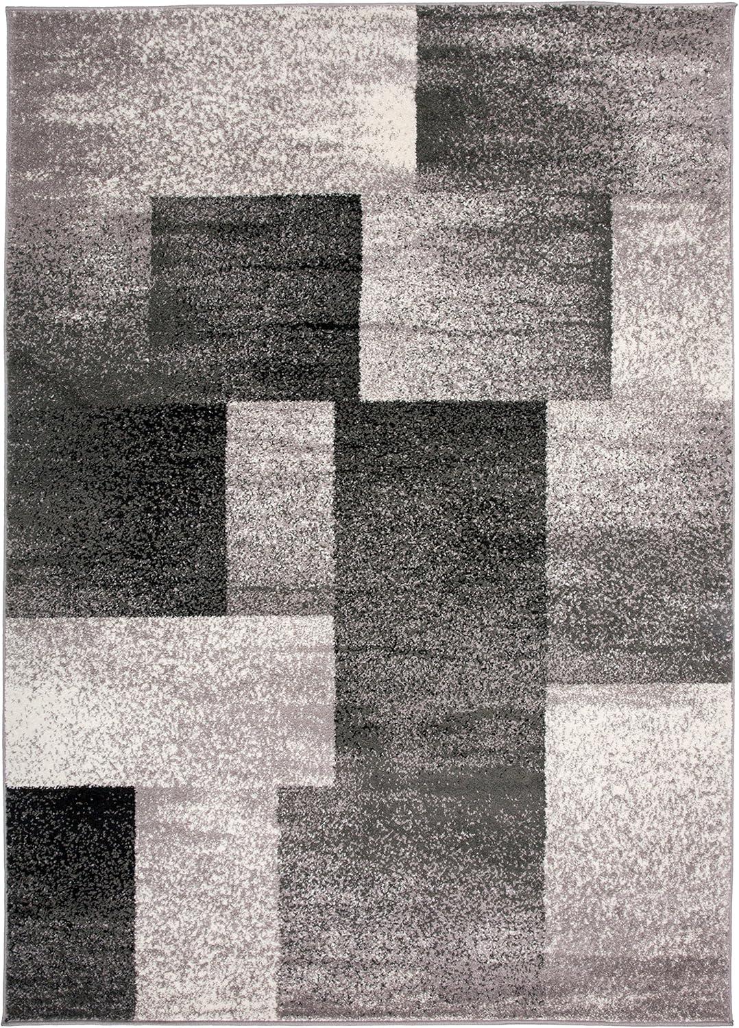 imageRugshop Blue Modern Distressed Boxes Area Rug NonShedding for Living Room Bedroom and Dining Room 5 x 7Grey