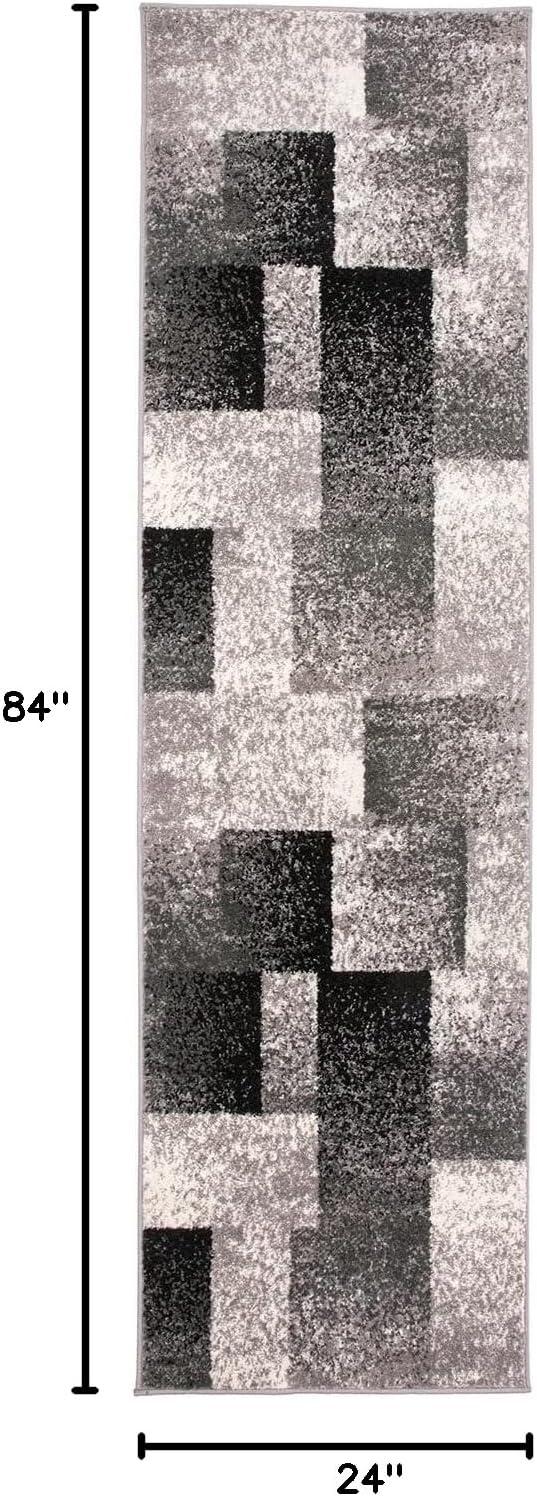 imageRugshop Blue Modern Distressed Boxes Area Rug NonShedding for Living Room Bedroom and Dining Room 5 x 7Grey