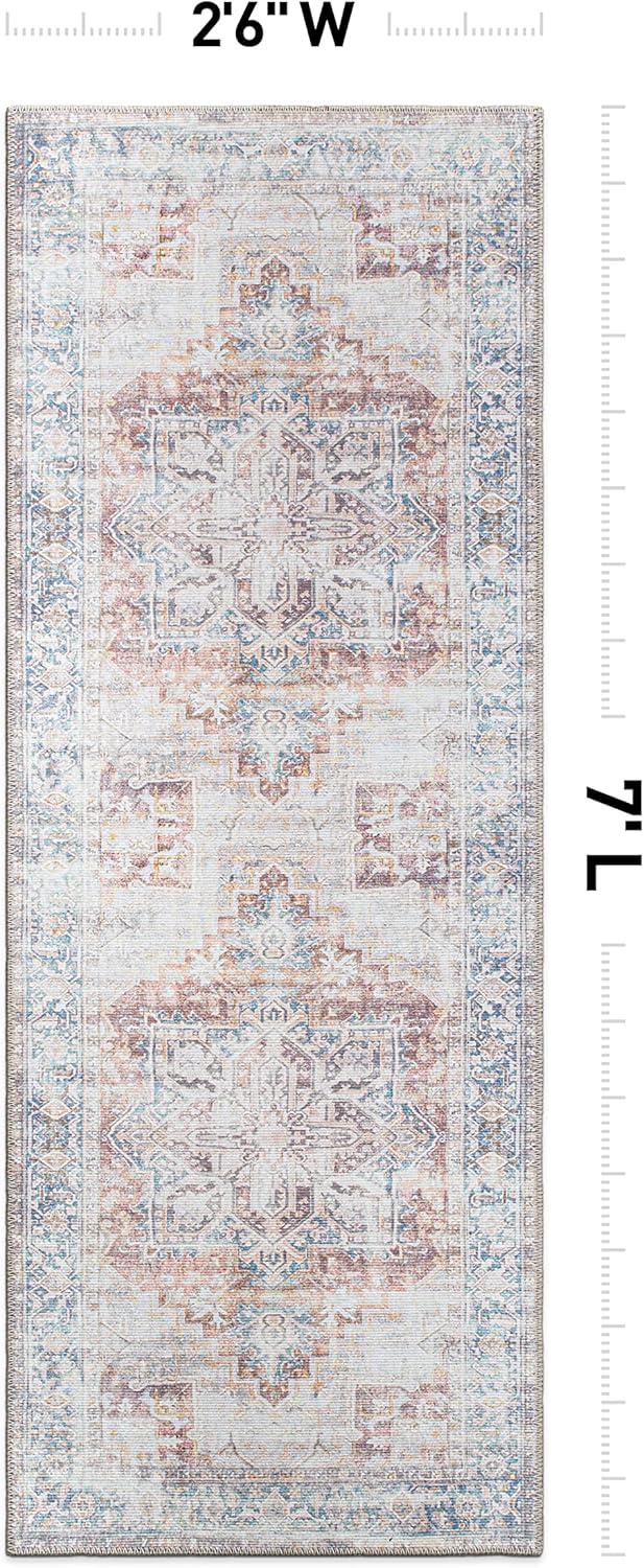 imageRugshop Bohemian Distressed Stain Resistant Flat Weave Eco Friendly Premium Recycled Machine Washable Area Rug 5x7 RustRust