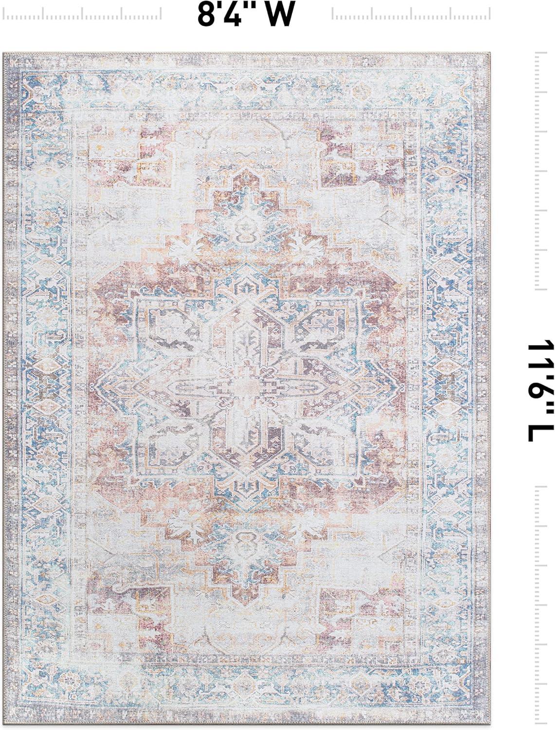 imageRugshop Bohemian Distressed Stain Resistant Flat Weave Eco Friendly Premium Recycled Machine Washable Area Rug 5x7 RustRust