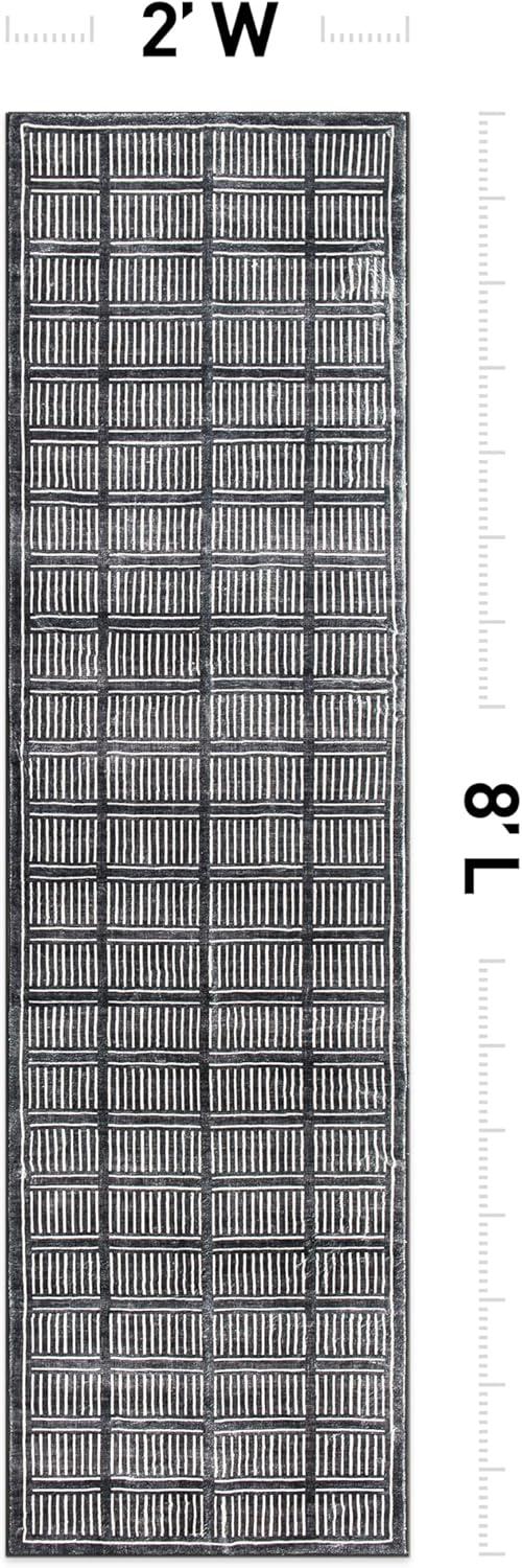 imageRugshop Bohemian Stripe Lines Washable Non Slip Area Rug 5 x 7 IvoryBlack