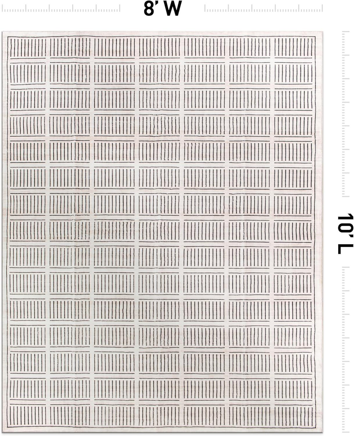 imageRugshop Bohemian Stripe Lines Washable Non Slip Area Rug 5 x 7 IvoryIvory