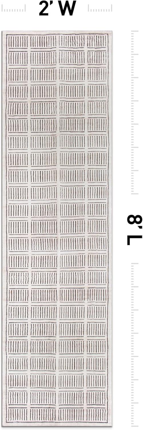 imageRugshop Bohemian Stripe Lines Washable Non Slip Area Rug 5 x 7 IvoryIvory