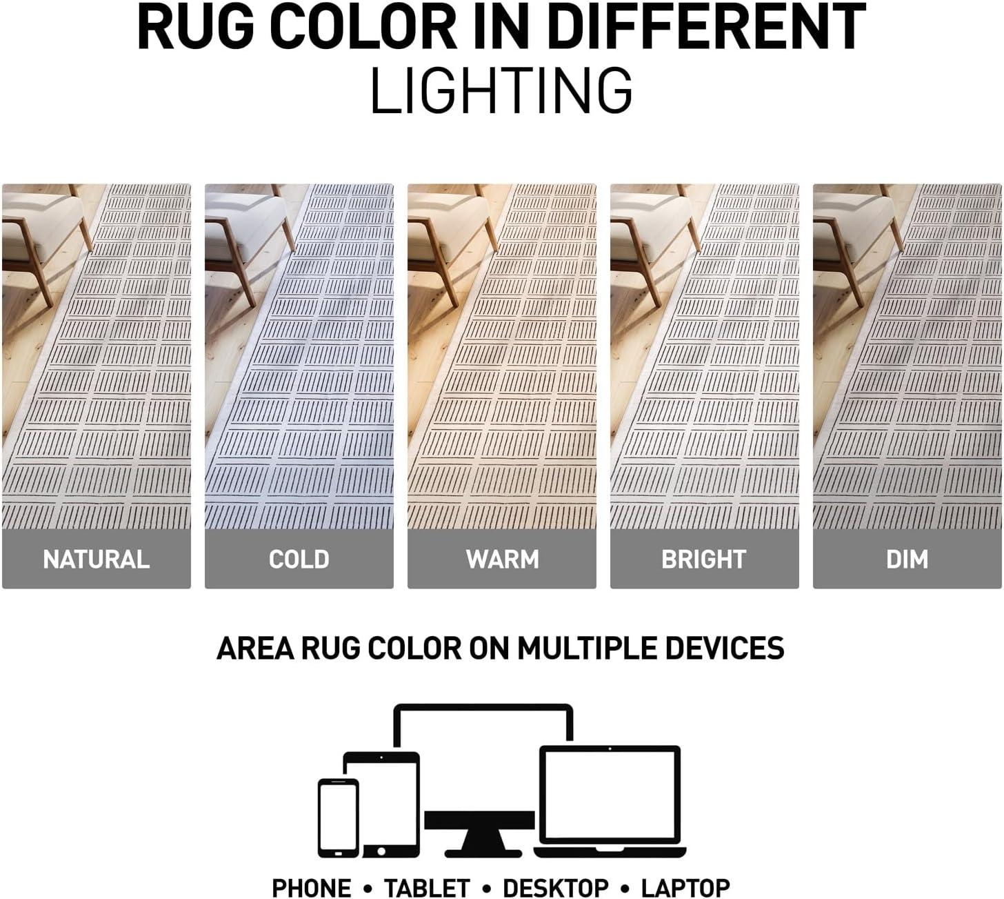 imageRugshop Bohemian Stripe Lines Washable Non Slip Area Rug 5 x 7 IvoryIvory