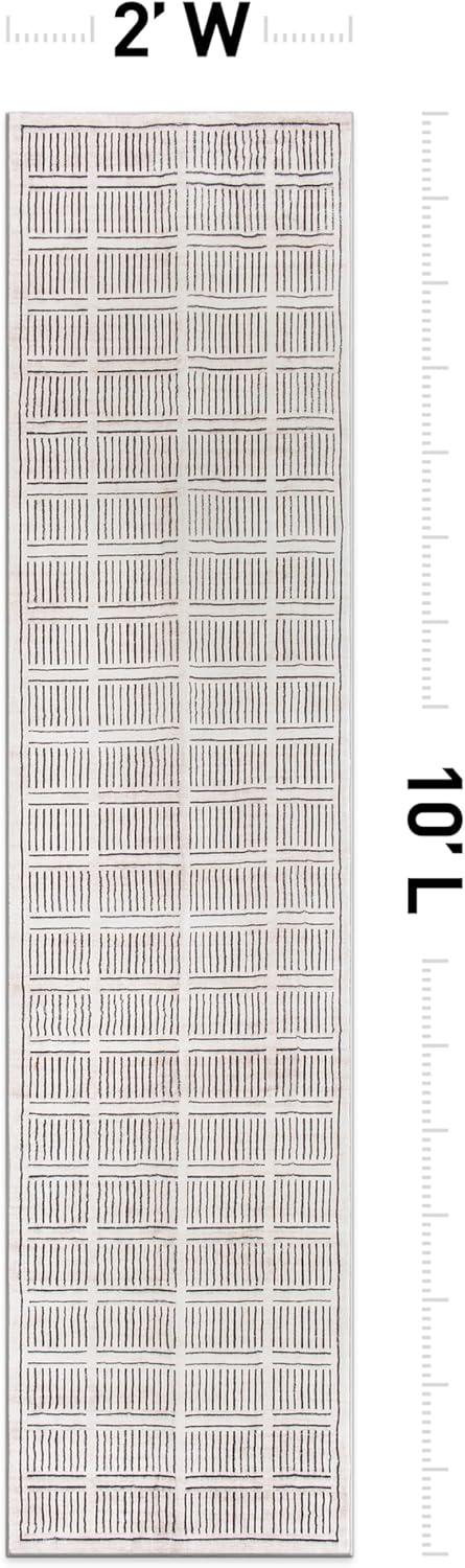 imageRugshop Bohemian Stripe Lines Washable Non Slip Area Rug 5 x 7 IvoryIvory