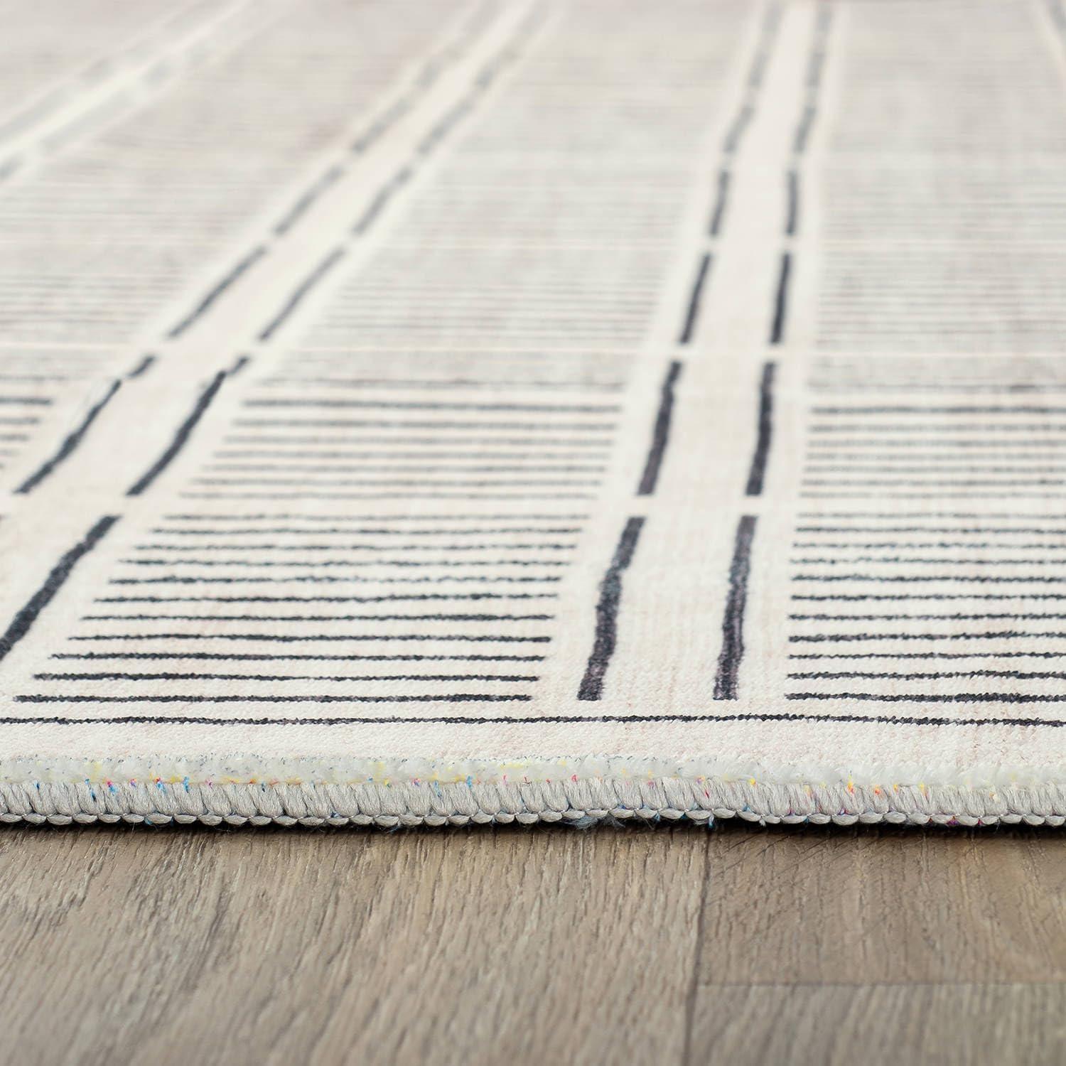 imageRugshop Bohemian Stripe Lines Washable Non Slip Area Rug 5 x 7 IvoryIvory