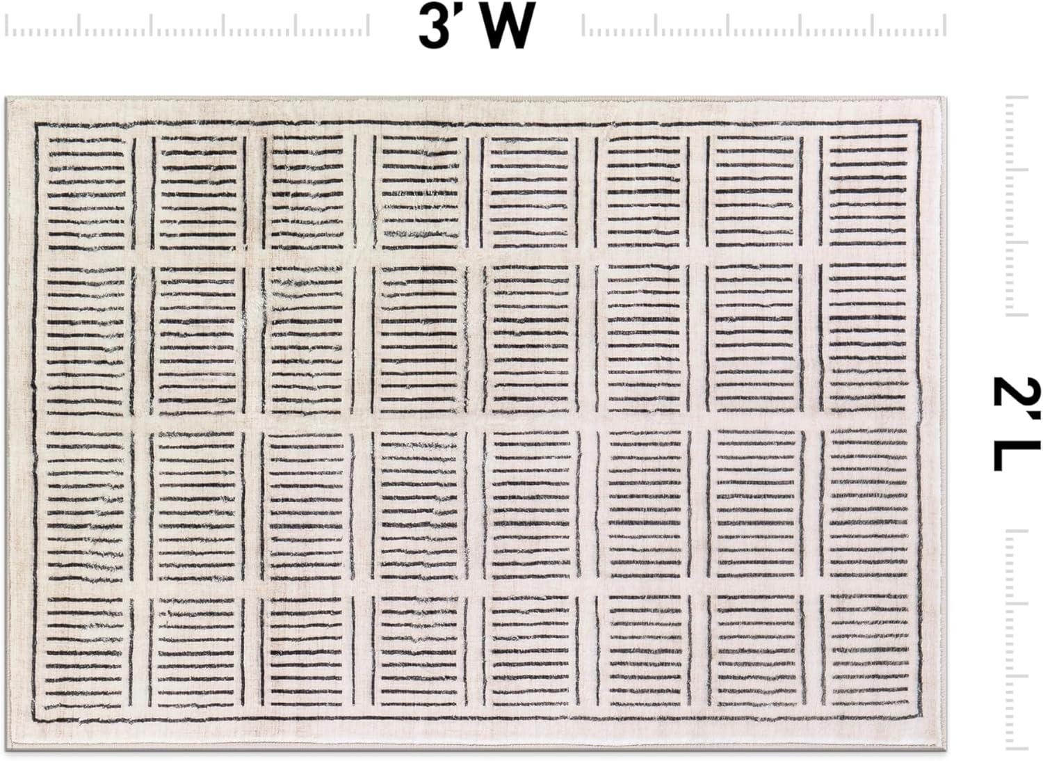 imageRugshop Bohemian Stripe Lines Washable Non Slip Area Rug 5 x 7 IvoryIvory