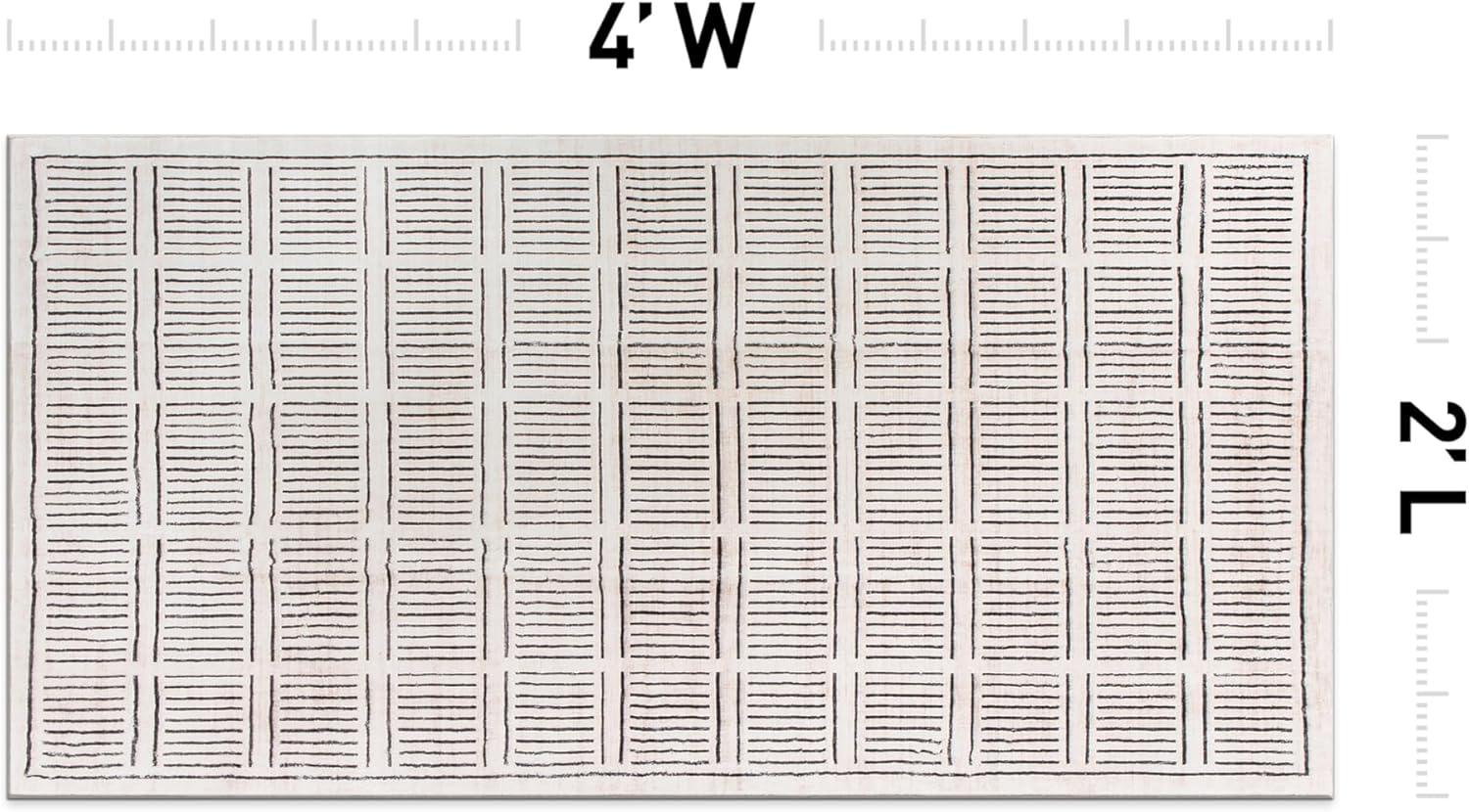 imageRugshop Bohemian Stripe Lines Washable Non Slip Area Rug 5 x 7 IvoryIvory